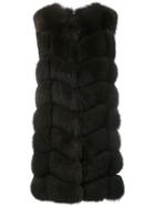 Yves Salomon Fur Gilet, Women's, Size: 38, Brown, Silk/fox Fur/goat Skin