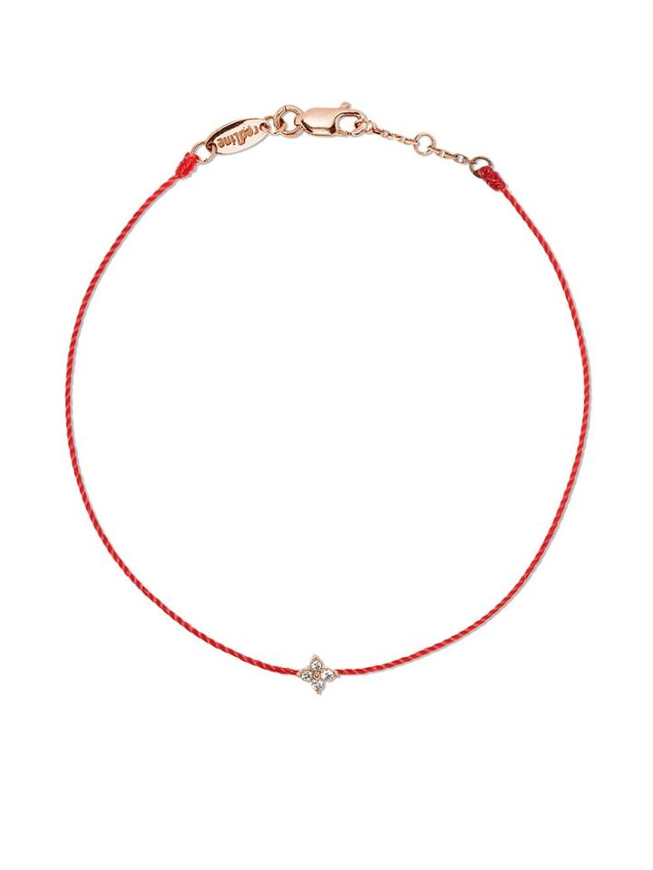Redline 14kt Rose Gold Shiny Thread Diamond Bracelet (red)