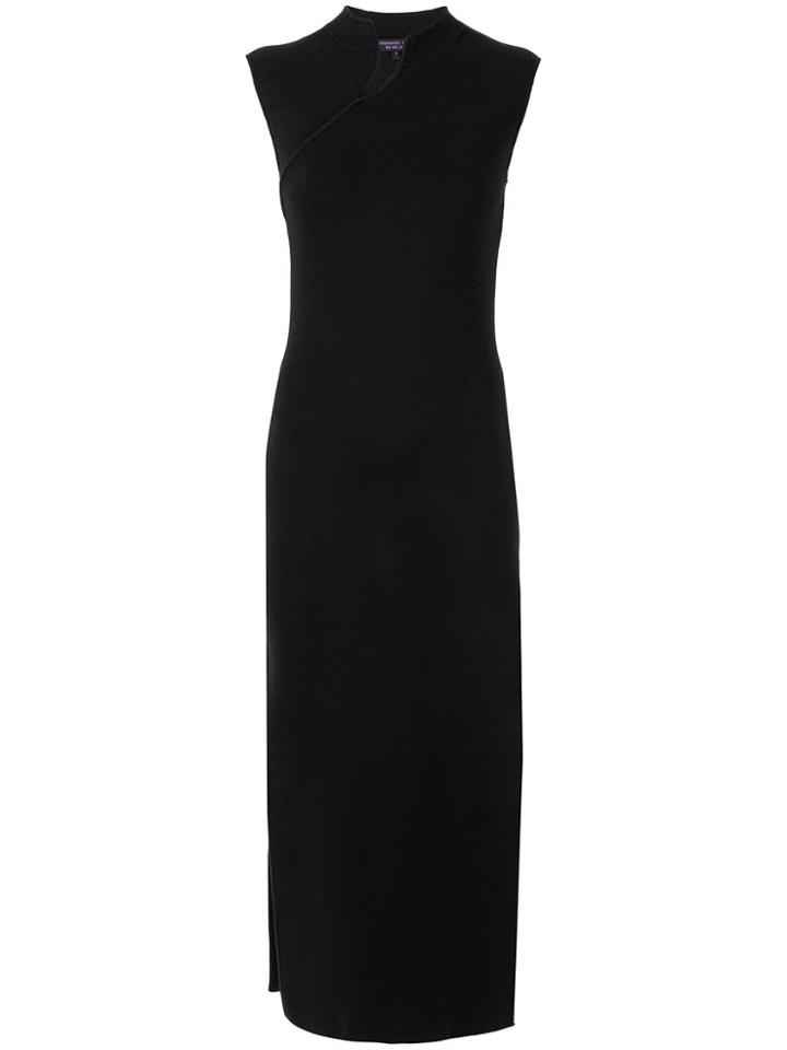 Shanghai Tang Jersey Knit Long Qipao Dress - Black
