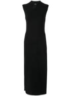 Shanghai Tang Jersey Knit Long Qipao Dress - Black