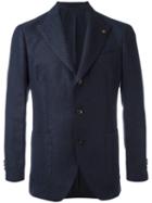 Gabriele Pasini Embroidered Blazer, Men's, Size: 52, Blue, Linen/flax/viscose