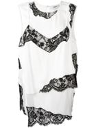 Dkny Layered Lace Insert Top - White