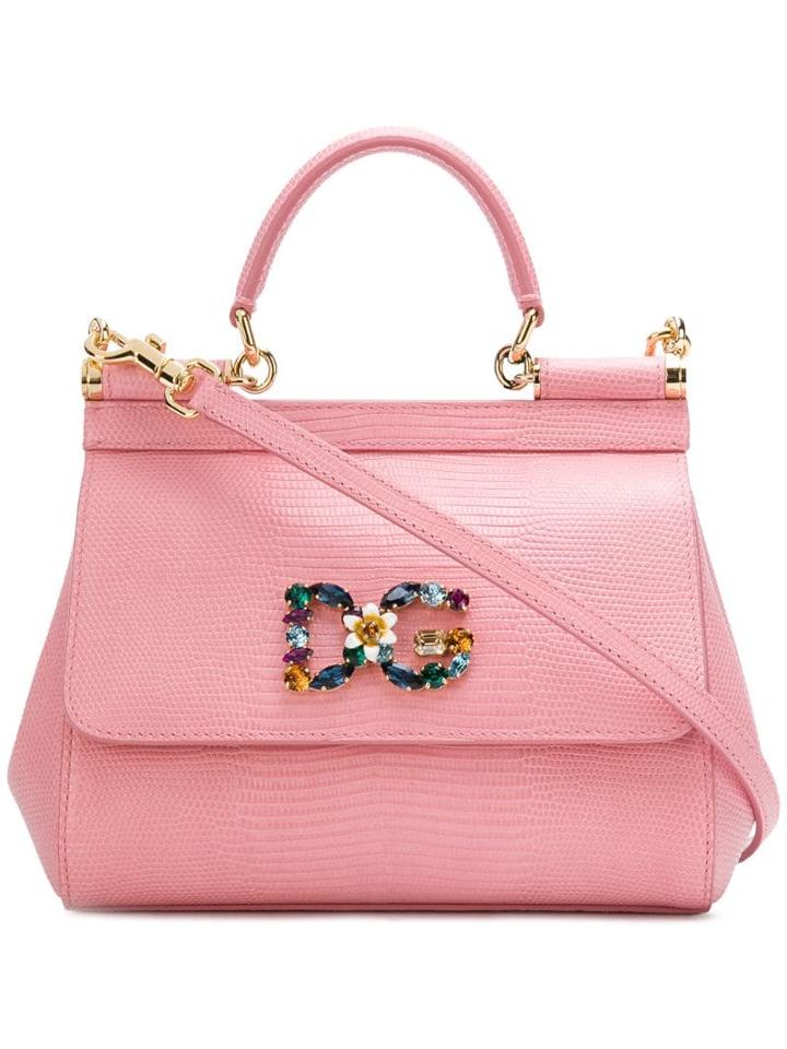 Dolce & Gabbana Logo Embellished Sicily Shoulder Bag - Pink