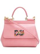 Dolce & Gabbana Logo Embellished Sicily Shoulder Bag - Pink