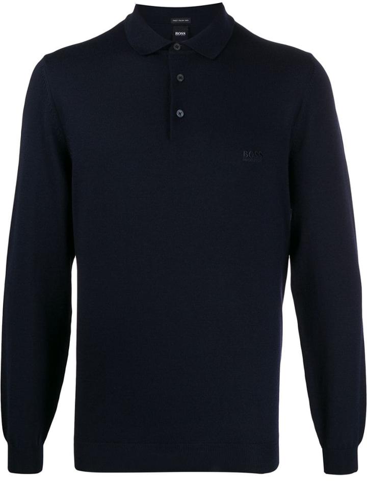 Boss Hugo Boss Knitted Polo Shirt - Blue