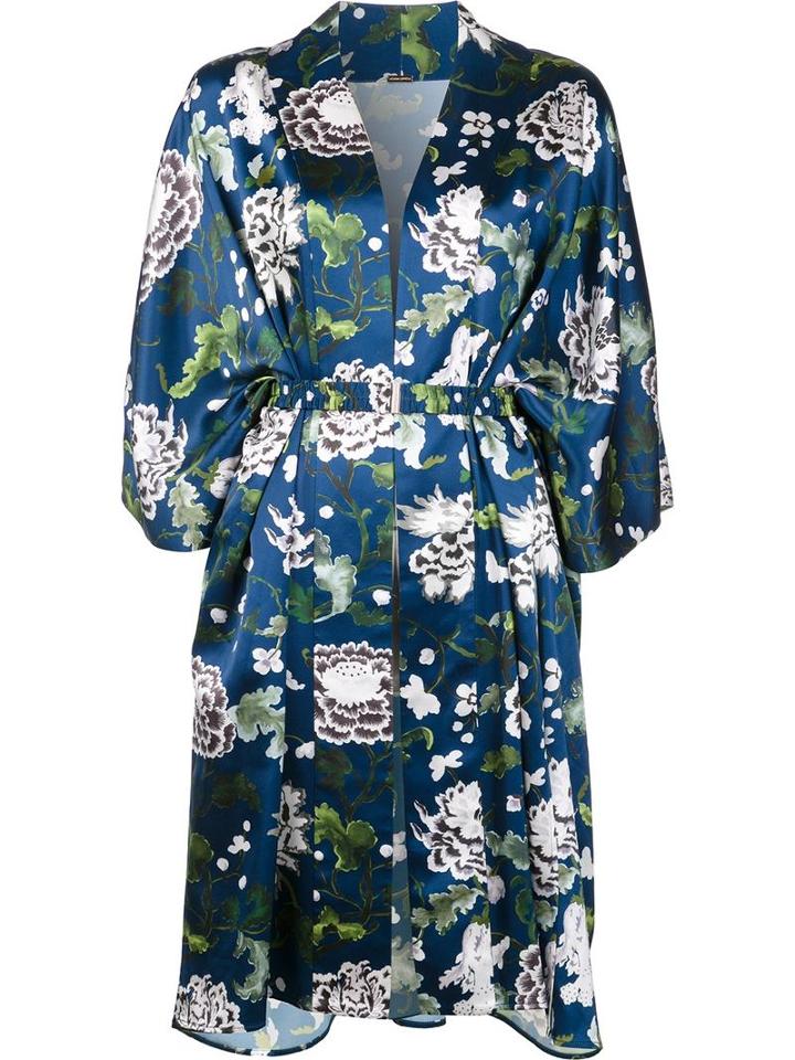 Adam Lippes Floral Print Kimono Jacket, Women's, Size: Xs/s, Blue, Silk