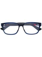 Gucci Eyewear - Web Trim Rectangle Glasses - Men - Acetate/rubber - 55, Blue, Acetate/rubber