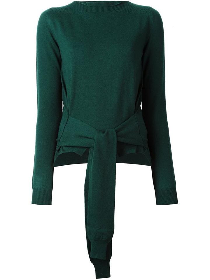 Mm6 Maison Margiela 'upside Down' Knitted Blouse, Women's, Size: Medium, Green, Wool