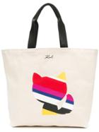 Karl Lagerfeld K/stripes Luxury Canvas Shopper - Neutrals