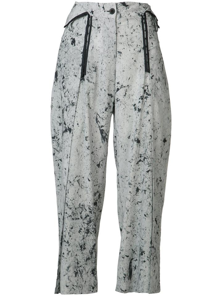 Lost & Found Rooms Spot Marble Wide Leg Trousers, Women's, Size: Small, Grey, Cotton/lyocell