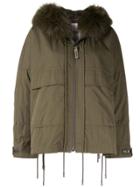 Yves Salomon Oversized Hooded Jacket - A8045 Hunter Green