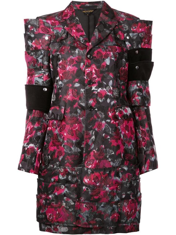 Comme Des Garçons Angular Flower Print Coat, Women's, Size: Large, Black, Cupro/silk/cotton/polyester