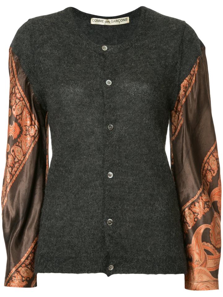 Comme Des Garçons Vintage Paisley Pattern Detail Cardigan - Grey