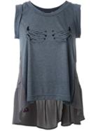 Muveil Banana Print Ruffled Tank Top, Women's, Size: 36, Grey, Polyester/rayon