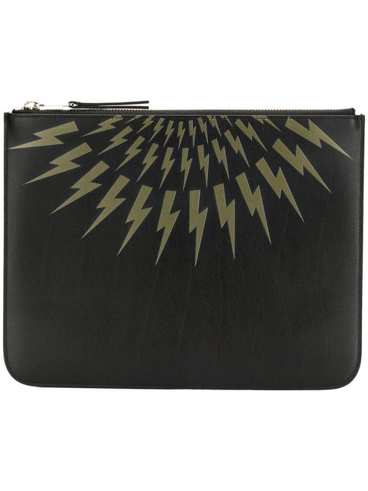 Neil Barrett Thunderbolt Pouch Clutch - Black