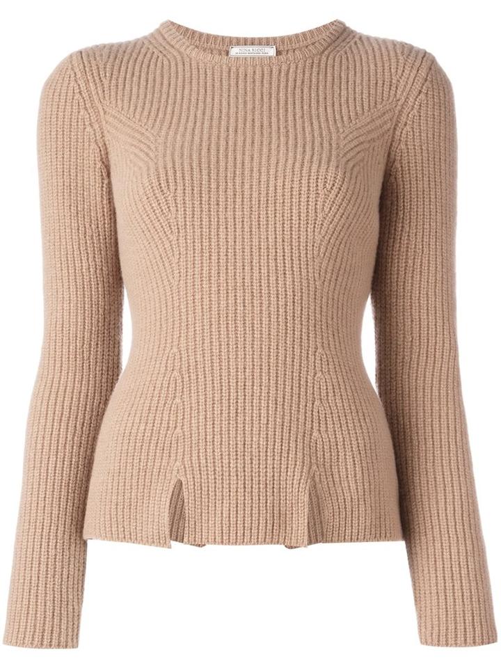 Nina Ricci Slit Hem Jumper, Women's, Size: Small, Brown, Wool