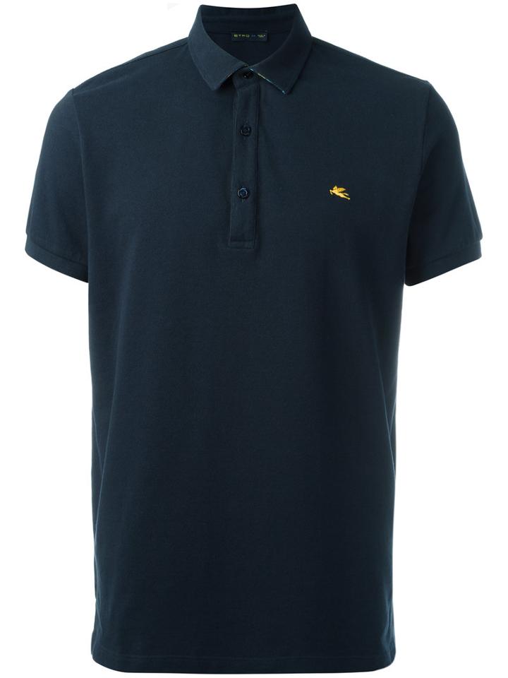 Etro - Logo Patch Polo Shirt - Men - Cotton - M, Blue, Cotton