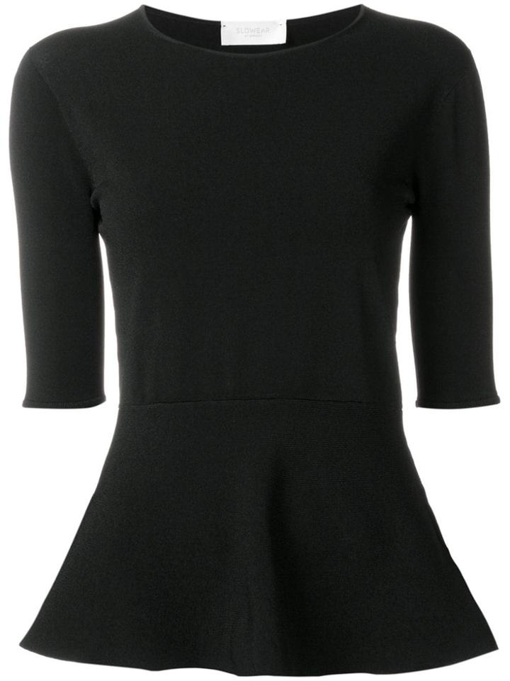Zanone Peplum Knitted Top - Black