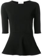 Zanone Peplum Knitted Top - Black