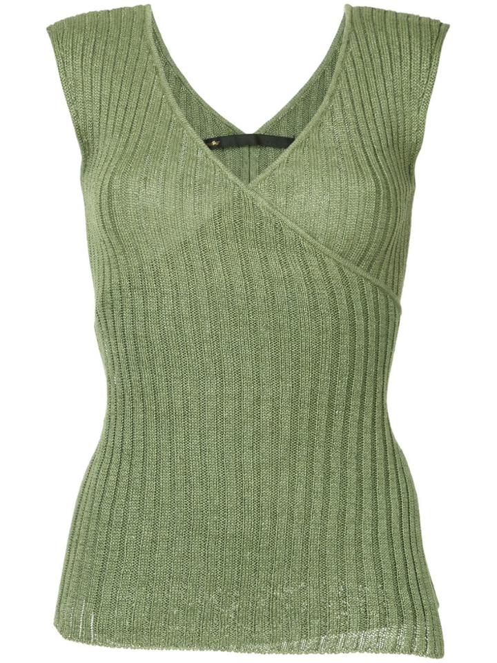 Muller Of Yoshiokubo Trail Ribbon Knit Top - Green