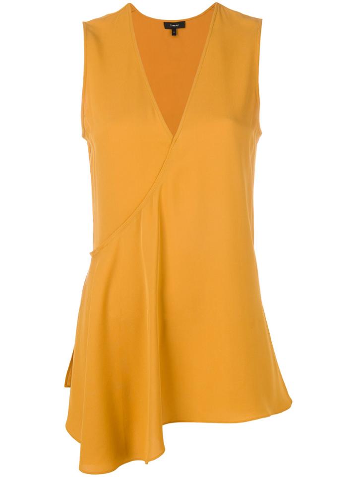 Theory V-neck Asymmetric Blouse - Yellow & Orange
