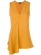 Theory V-neck Asymmetric Blouse - Yellow & Orange