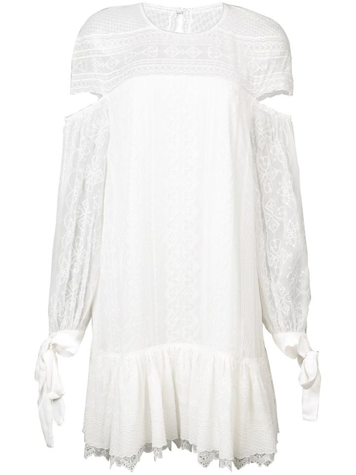 Jonathan Simkhai Silk Cut Out Sleeve Shift Dress - White