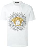 Versace Embroidered Medusa T-shirt, Men's, Size: L, White, Cotton