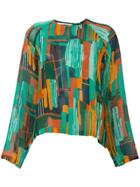 Roseanna Semi Sheer Printed Blouse - Green