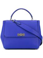 Bally Top Handle Shoulder Bag, Women's, Blue, Calf Leather