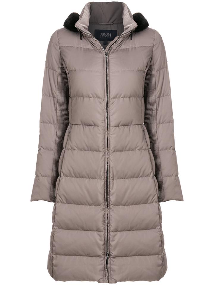 Armani Jeans Long Padded Coat - Brown