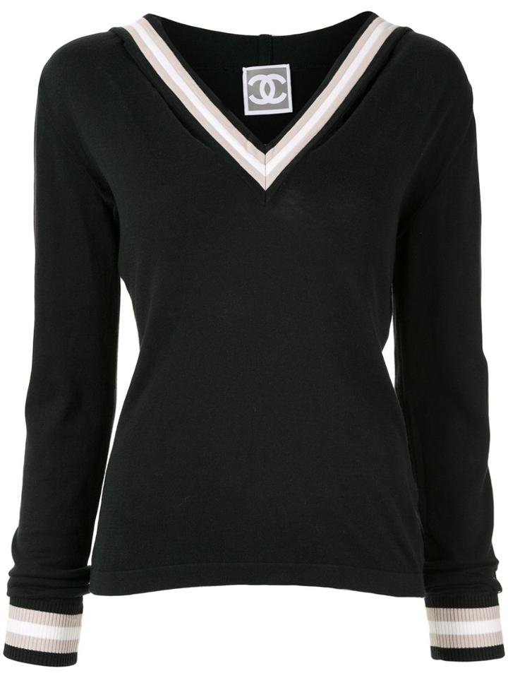 Chanel Pre-owned Contrast Trim Jumper - Black