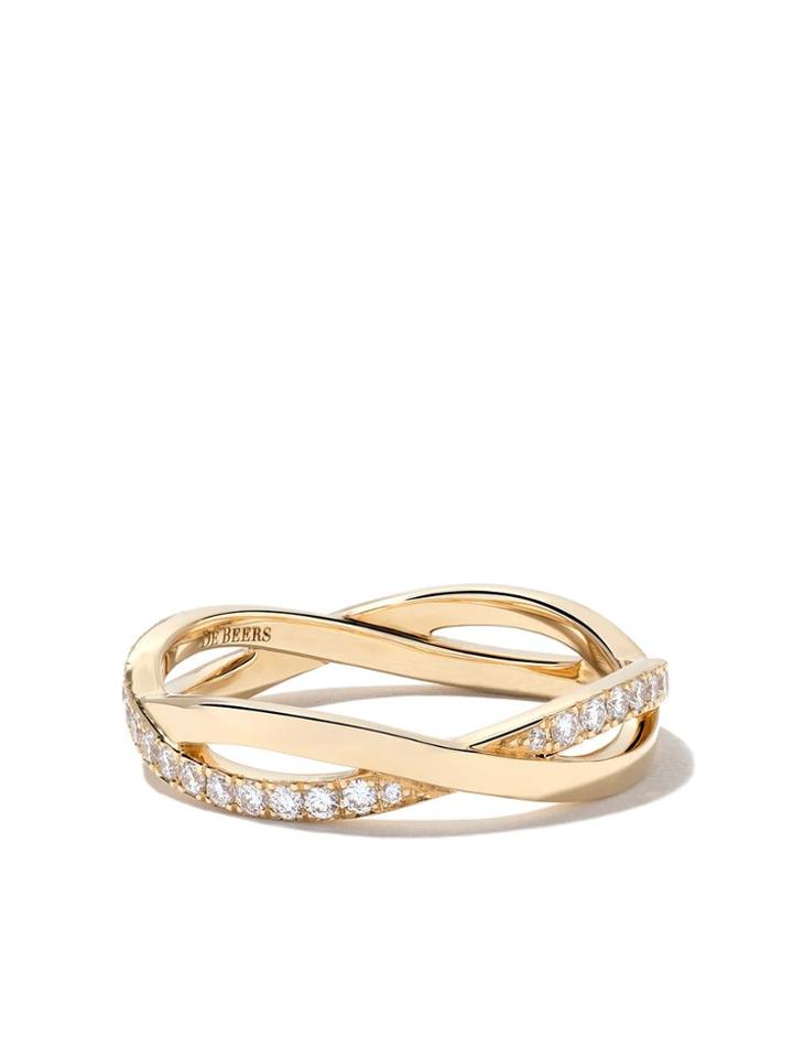 De Beers 18kt Yellow Gold Infinity Half Pave Diamond Band