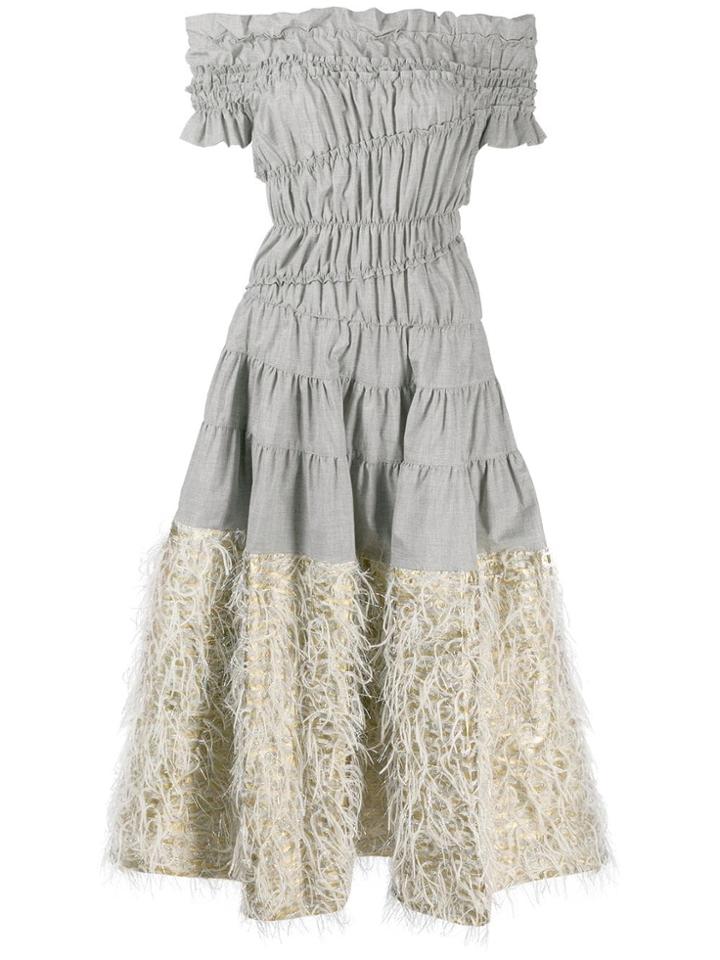 Jourden Smocked Poplin Dress - Grey