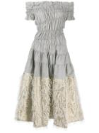 Jourden Smocked Poplin Dress - Grey