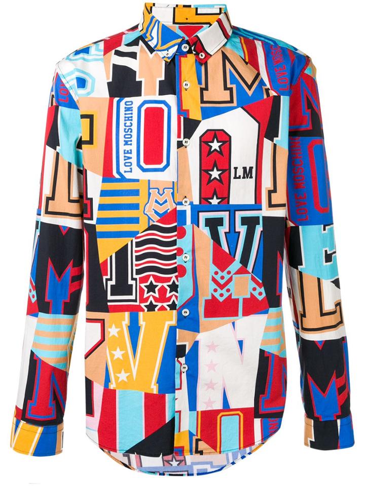 Love Moschino Patchwork Colour-block Shirt - Blue
