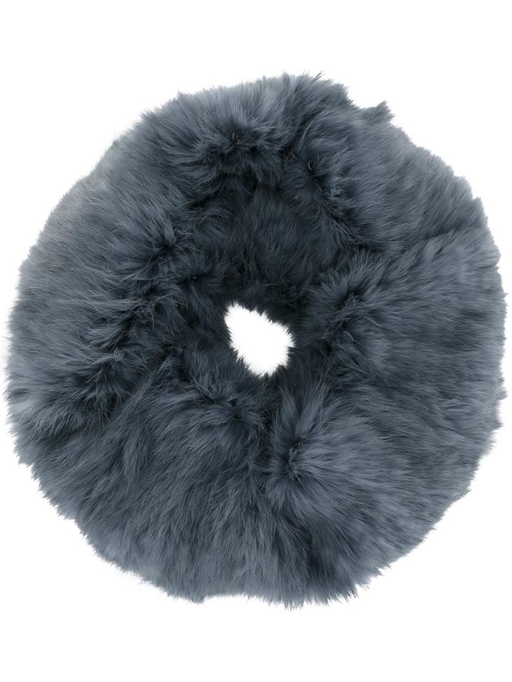 Yves Salomon Infinity Scarf, Women's, Blue, Rabbit Fur