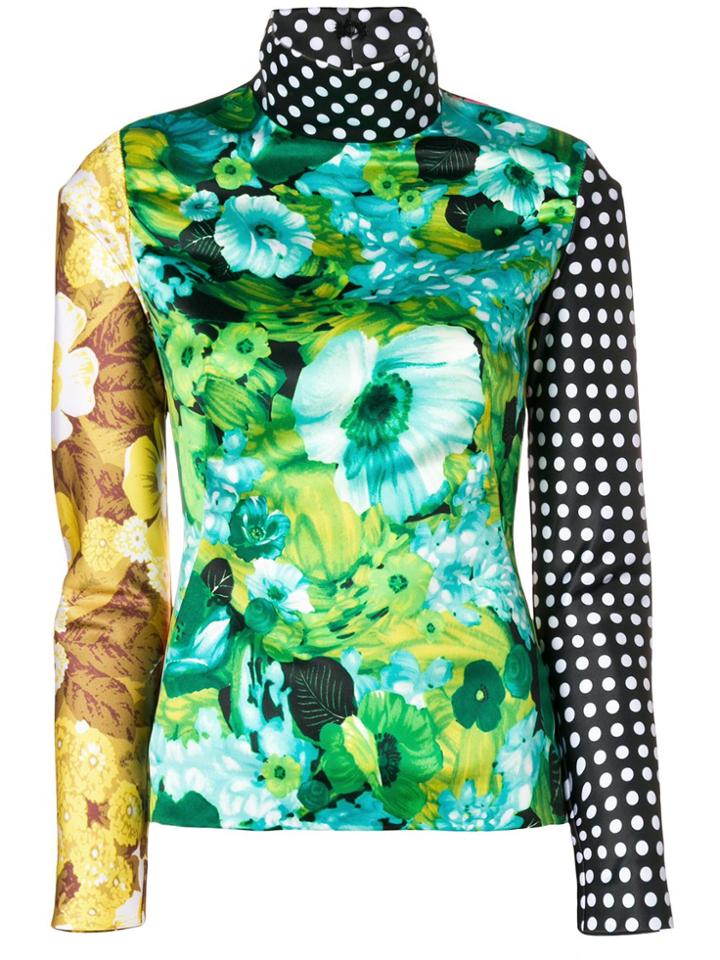 Richard Quinn Colour-block Turtle Neck Top - Green