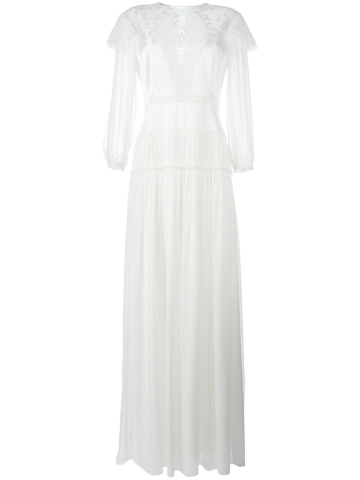 Alberta Ferretti Long Lace Panel Dress - Nude & Neutrals