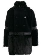 Sacai Faux Fur Hooded Coat - Blue
