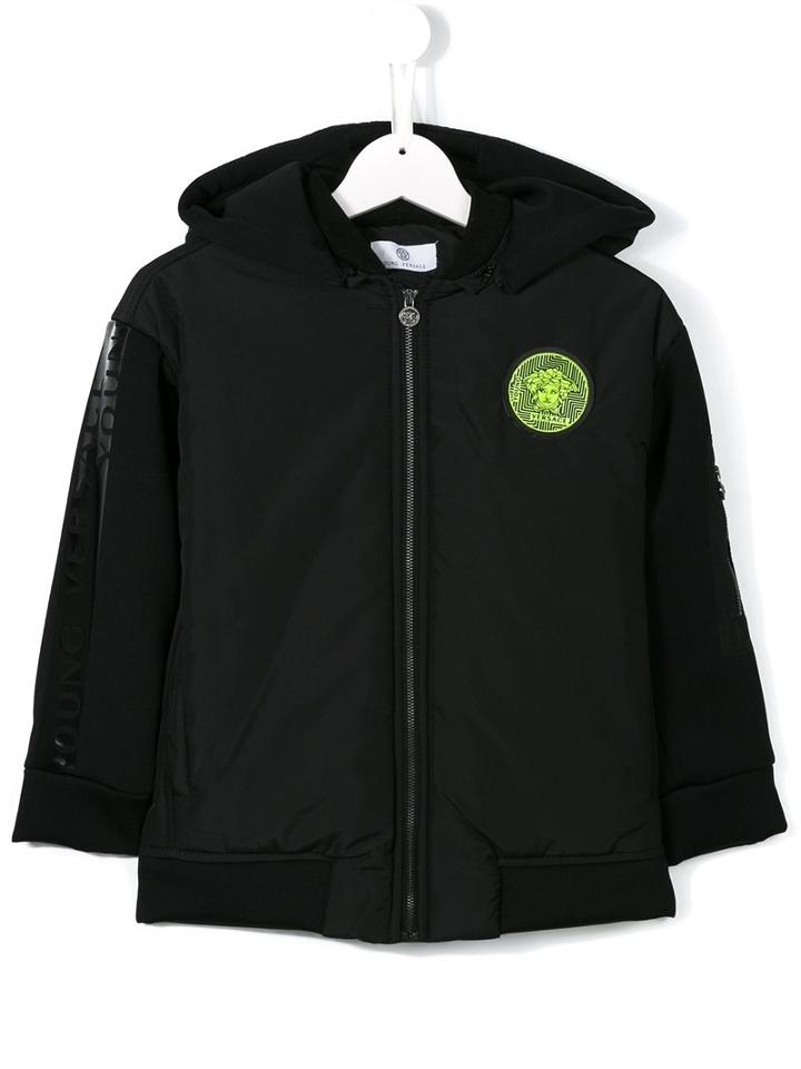 Young Versace - Logo Patch Hooded Jacket - Kids - Cotton/polyamide/polyester/spandex/elastane - 8 Yrs, Black