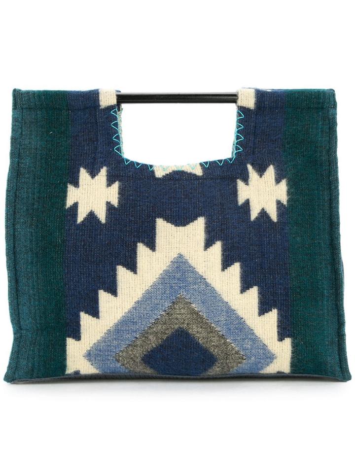 Sensi Studio Aztec Handwoven Tote - Blue