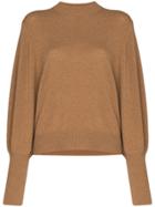 Lee Mathews Balloon Sleeve Cashmere Knit Sweater - Brown