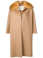 Ava Adore Lea Fox Fur Trim Coat - Brown