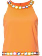Moschino Mirror Embellished Sleeveless Top, Women's, Size: 40, Yellow/orange, Polyester/triacetate