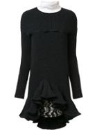 Giambattista Valli Flared Inset Detail Dress, Women's, Size: 42, Grey, Wool/nylon/silk