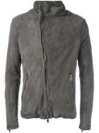 Giorgio Brato Side Zip Jacket, Men's, Size: 52, Grey, Leather/cotton/polyester