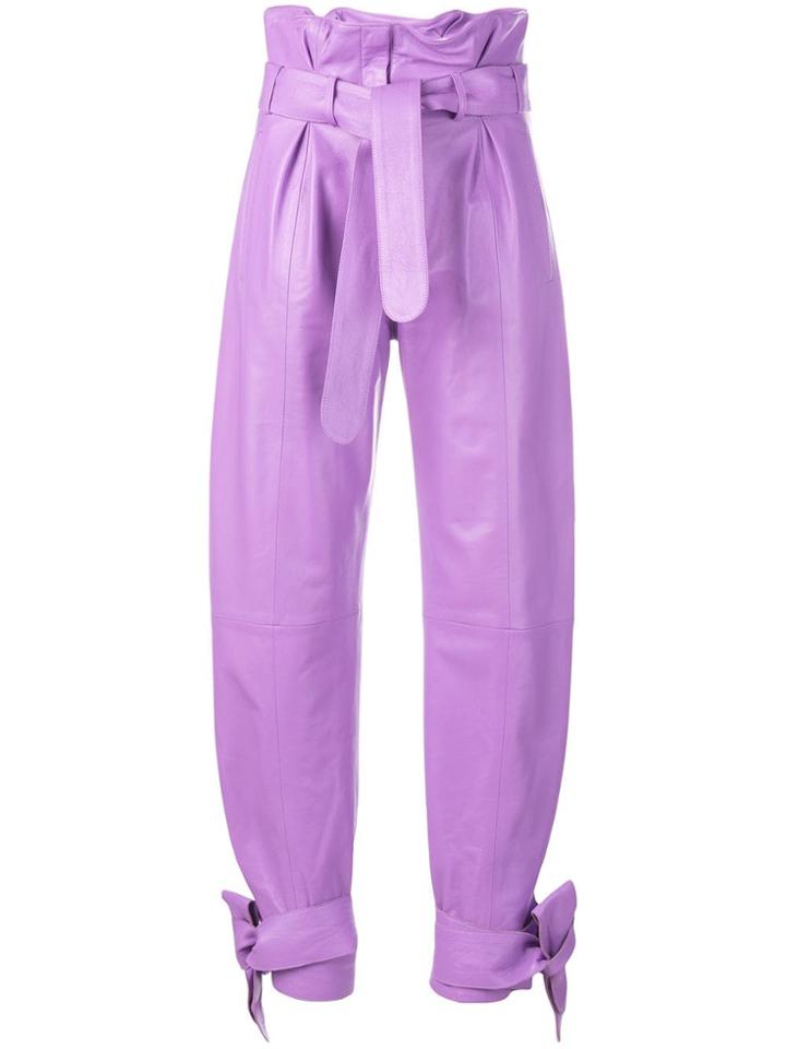 Attico Cropped Paperbag Trousers - Purple