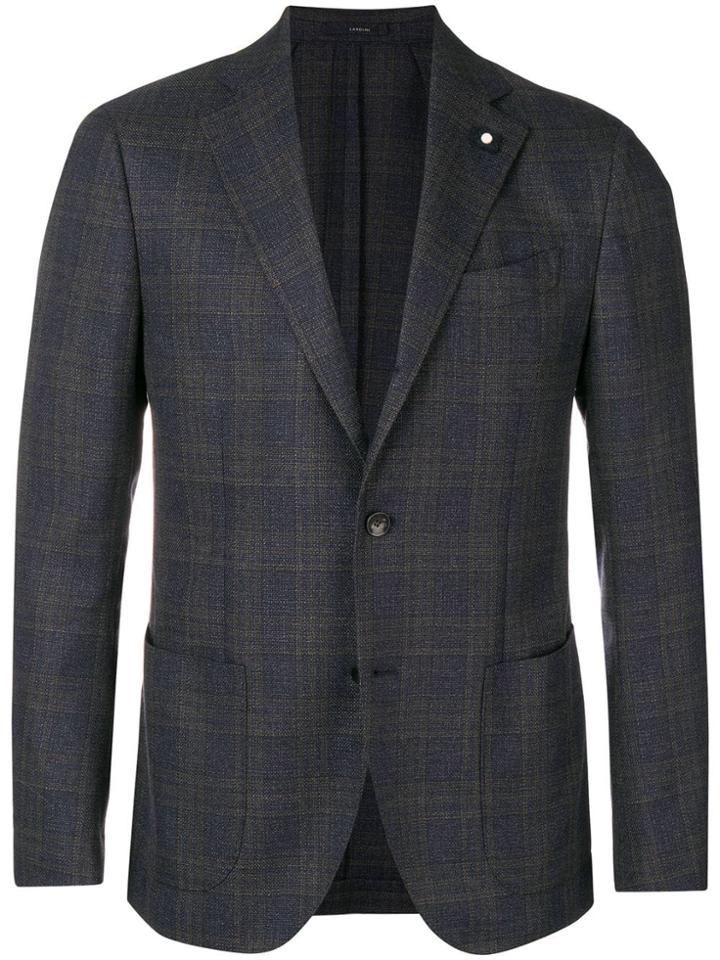 Lardini Check Pattern Blazer - Blue