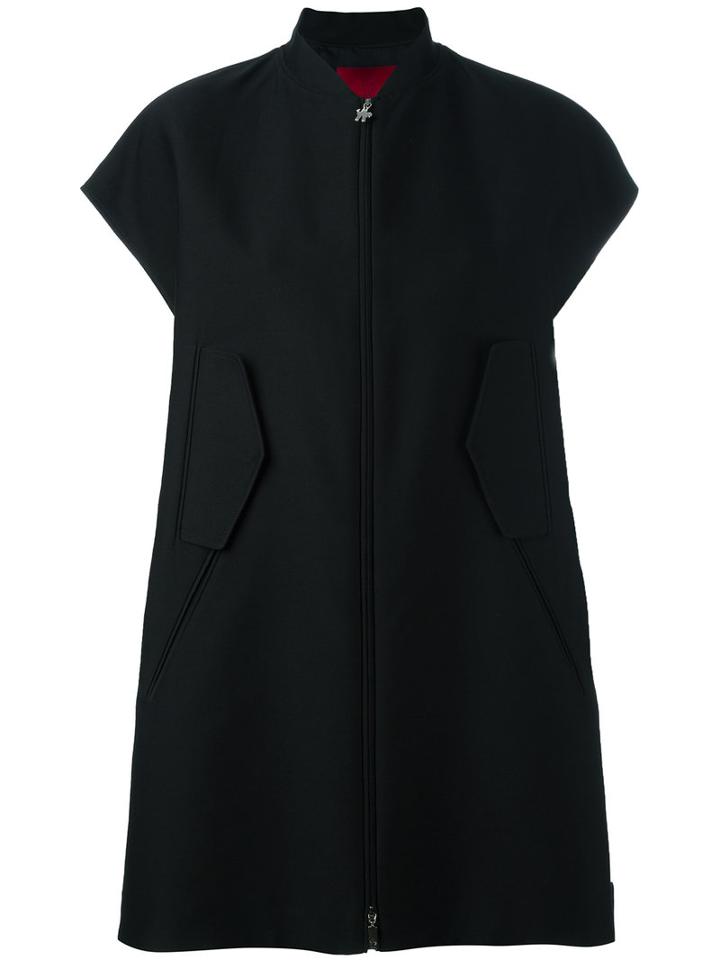 Moncler Gamme Rouge - Sleeveless Oversize Jacket - Women - Silk/cotton - 1, Black, Silk/cotton